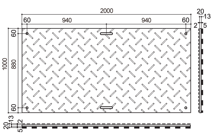 Drawing of W board 1mx2m(both sides)