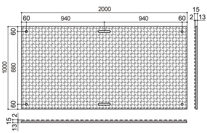 Drawing of W board 1mx2m (one side)