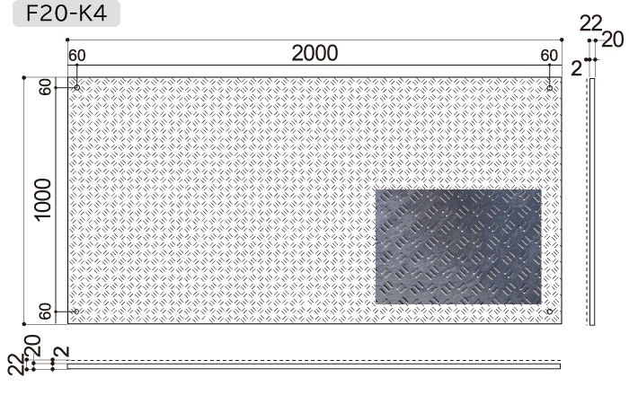 1m×2m 接続穴あり